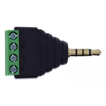 InLine 92504J Conector de cabos ficha jack TRRS de 3,5 mm 4 polos / bloco de terminais 4 ligações, preto, verde