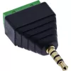 InLine 92504J Conector de cabos ficha jack TRRS de 3,5 mm 4 polos / bloco de terminais 4 ligações, preto, verde