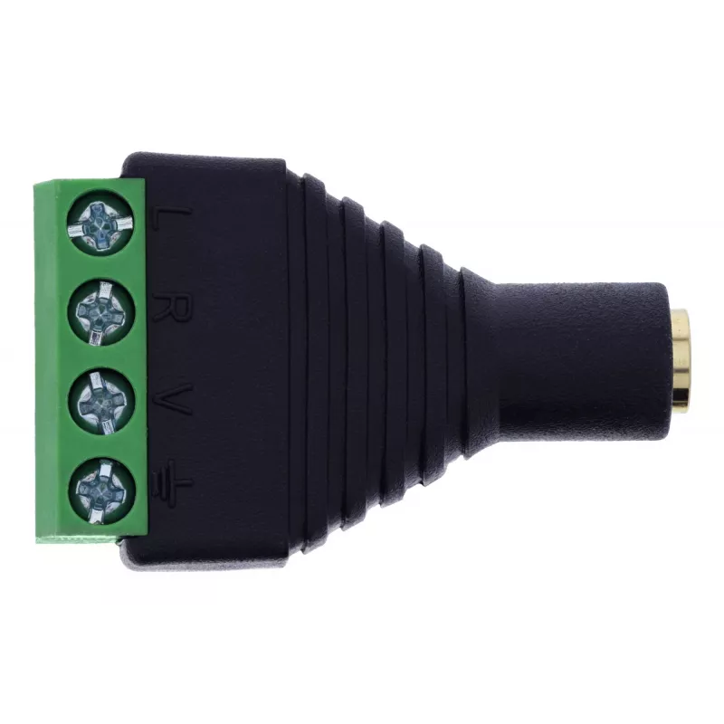InLine 92504K Adaptador de cabo conector fêmea jack TRRS de 3,5 mm 4 polos / bloco de terminais 4 terminais, preto, verde