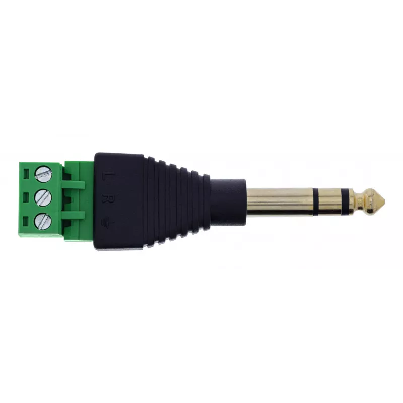InLine 92504L Conector de cabos ficha jack TRS de 6,35 mm 3 polos / bloco de terminais 3 terminais, preto, verde