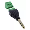 InLine 92504L Conector de cabos ficha jack TRS de 6,35 mm 3 polos / bloco de terminais 3 terminais, preto, verde