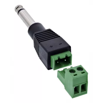 InLine 92504M Conector de fios ficha jack TS de 6,35 mm 2 polos / bloco de terminais 2 terminais, preto, verde