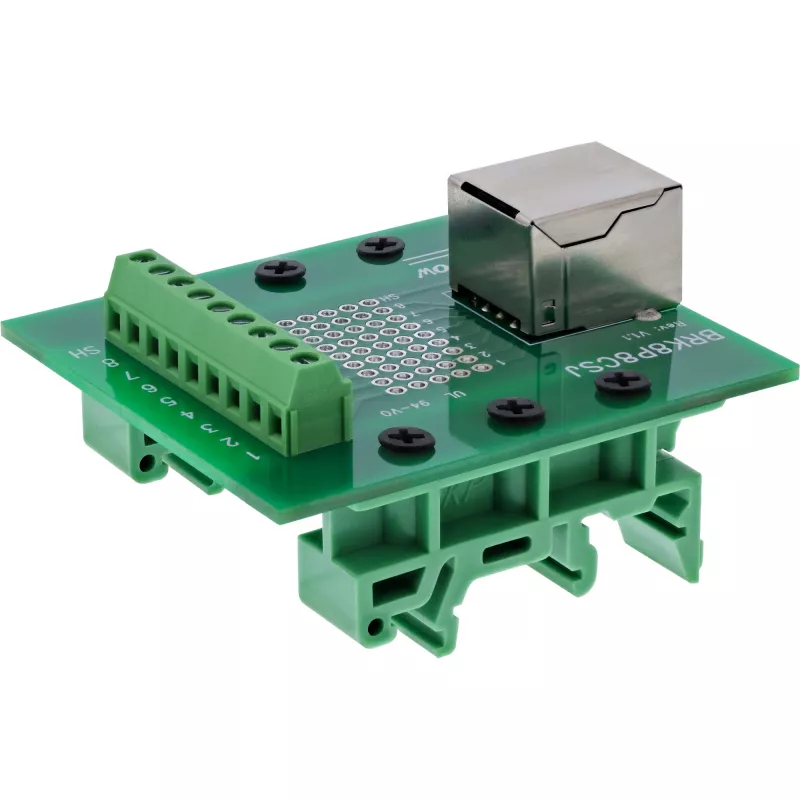 InLine 92505B Bloco de terminais com tomada RJ45, reto, calha DIN