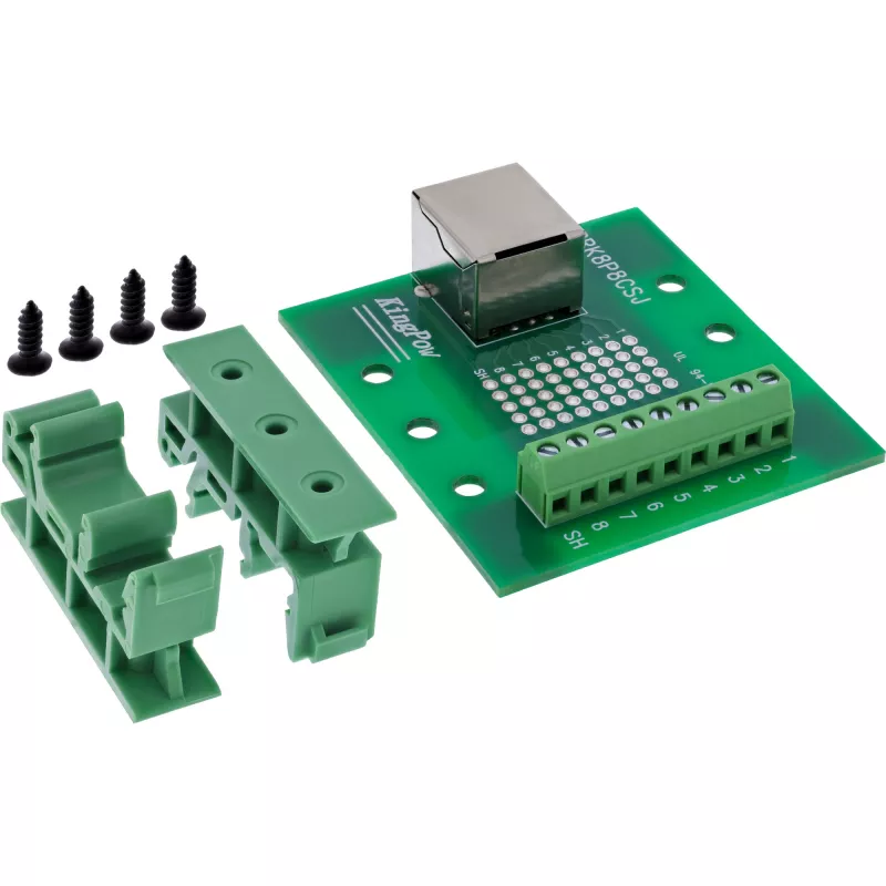 InLine 92505B Bloco de terminais com tomada RJ45, reto, calha DIN