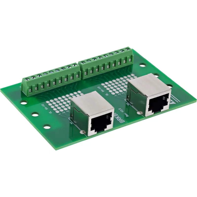 InLine 92505C Bloco de terminais com tomada RJ45 dupla, reto, calha DIN