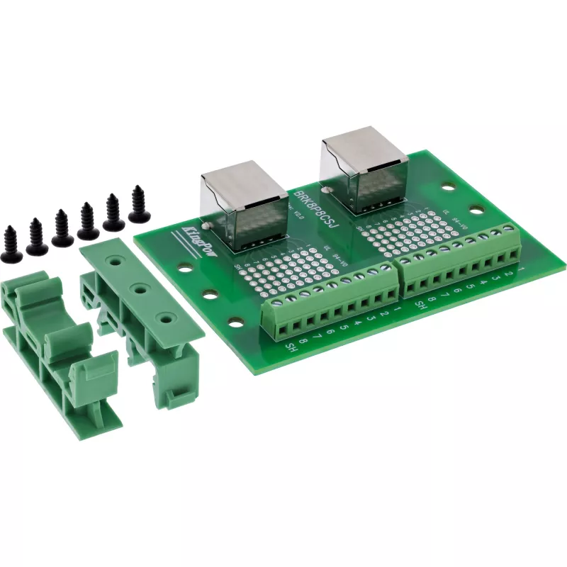 InLine 92505C Bloco de terminais com tomada RJ45 dupla, reto, calha DIN