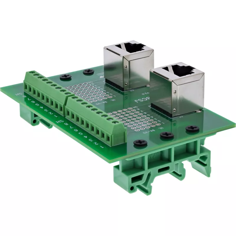 InLine 92505D Conector de cabos 2x RJ45 8P8C / 2x bloco de terminais 9 terminais, verde