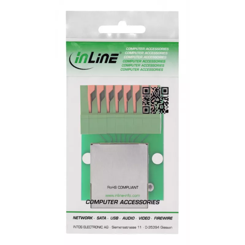 InLine 92505F Conector de fios RJ45 Cat.5e 8P8C / bloco de terminais, 8 polos, verde