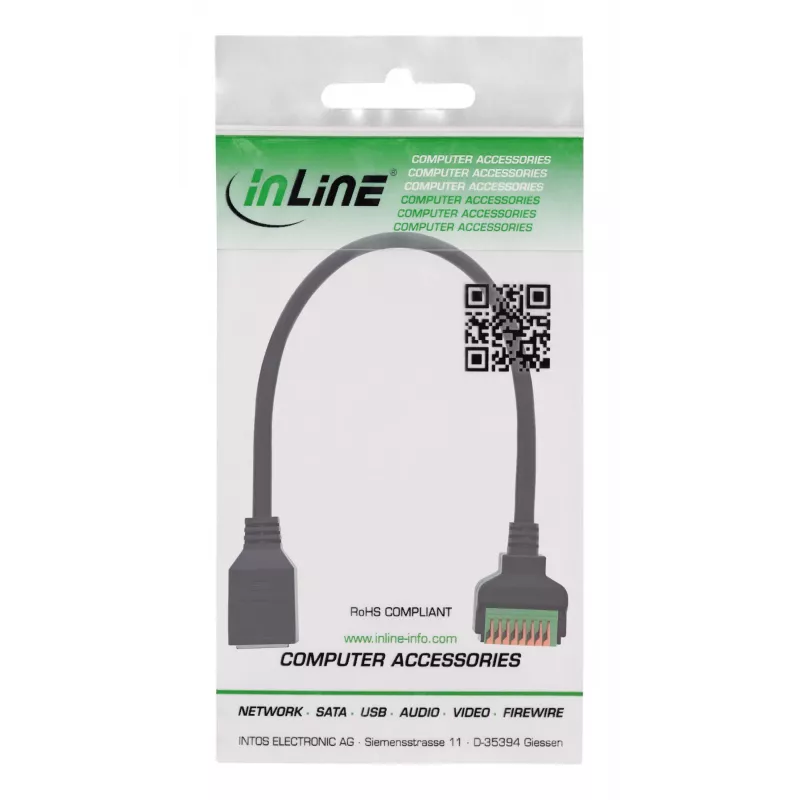InLine 92505H Conector de fios RJ45 Cat.5e 8P8C / bloco de terminais, 8 polos, preto