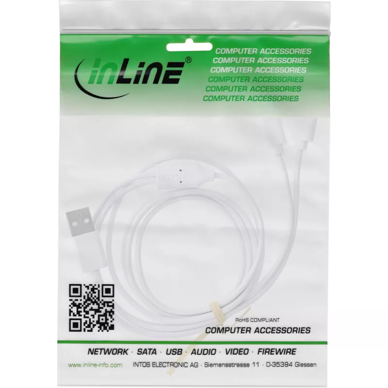 InLine 35126W Cabo USB USB 2.0 0,5 m USB A 2 x USB C, branco
