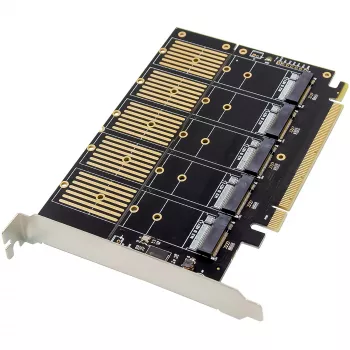 InLine 76619G Placa de interface, PCIe x16 para 5x M.2 Key B SATA, incl. suporte Low-Profile