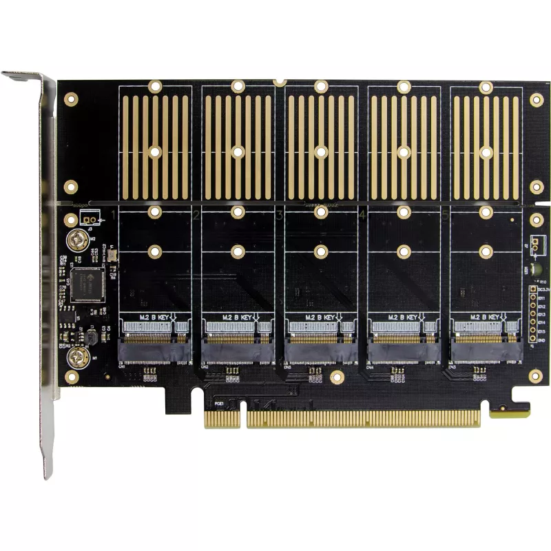 InLine 76619G Placa de interface, PCIe x16 para 5x M.2 Key B SATA, incl. suporte Low-Profile