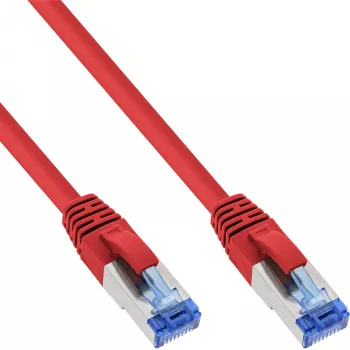 InLine B-76807R Cabo patch Cat.6A S/FTP (PiMf) livre de halogéneos, 7,5 m, vermelho, pacote de 15 (B-Pack)