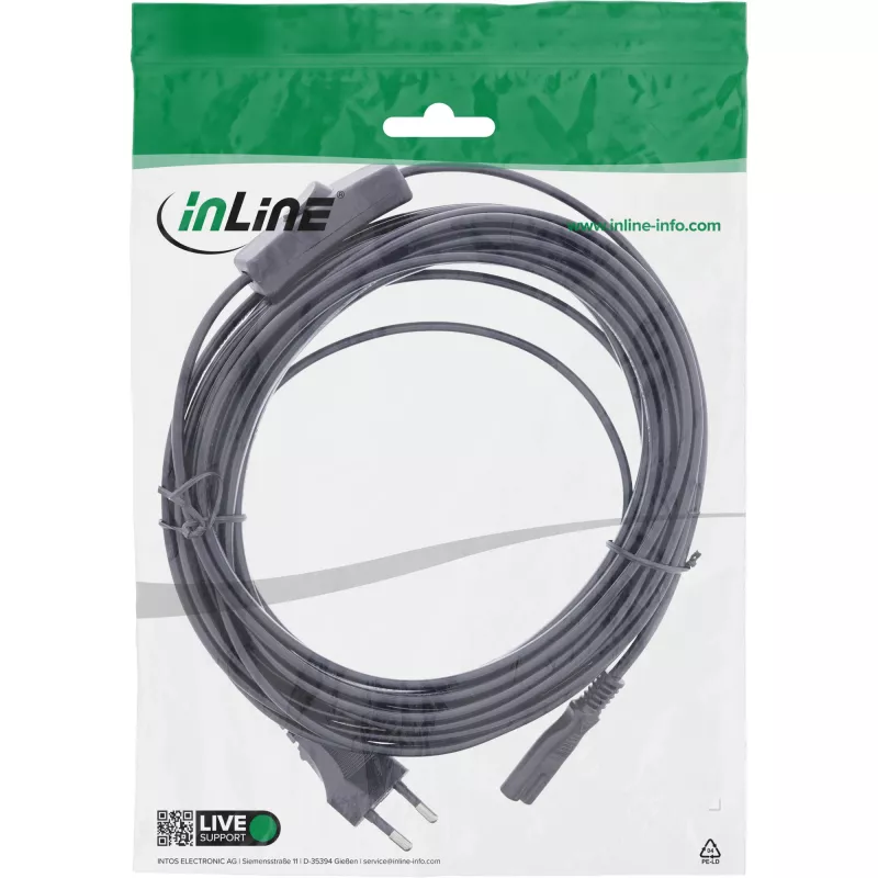 InLine 16153 Cabo de alimentação preto 3 m CEE7/16 IEC C7