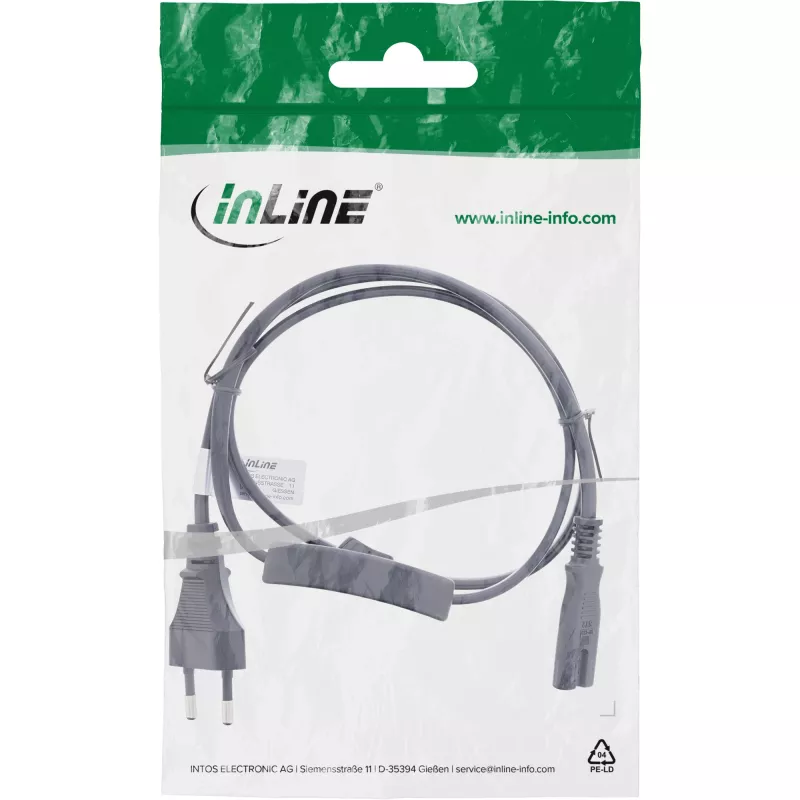 InLine 16154 Cabo de alimentação preto 1,5 m CEE7/16 IEC C7