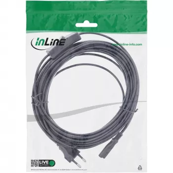 InLine 16155 Cabo de alimentação preto 5 m CEE7/16 IEC C7