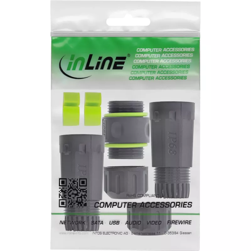InLine 69927B Acoplador de fibra ótica LC, IP68, tomada 2x2 LC, para exterior, M20