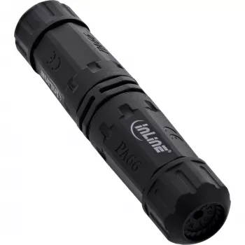 InLine 69927T Acoplador de rede IP68, 3 polos, 2 vias, M20, preto