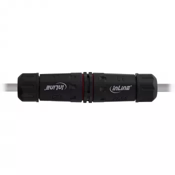 InLine 69927T Acoplador de rede IP68, 3 polos, 2 vias, M20, preto