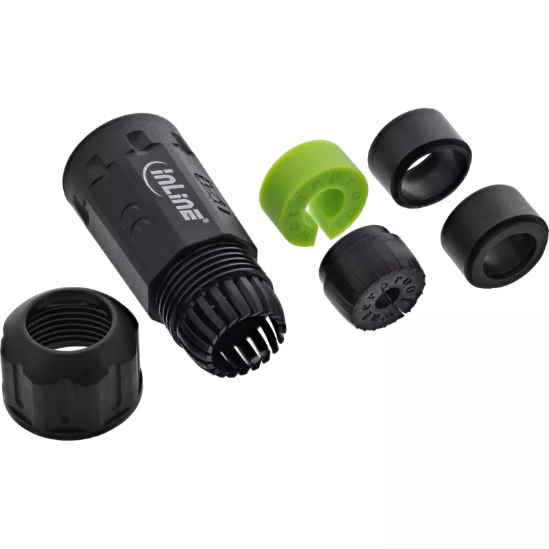 InLine 69927T Acoplador de rede IP68, 3 polos, 2 vias, M20, preto