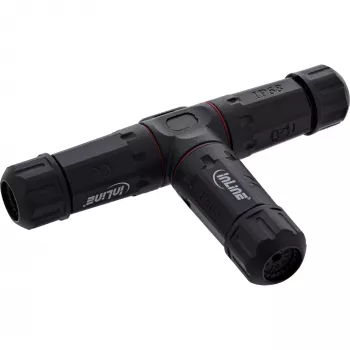 InLine 69927U Acoplador de rede IP68, 3 polos, 3 vias (T), M20, preto