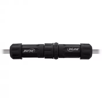 InLine 69927W Acoplador de rede IP68, 3 polos, ficha/tomada, M20, preto
