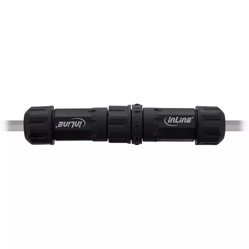 InLine 69927W Acoplador de rede IP68, 3 polos, ficha/tomada, M20, preto