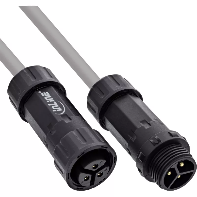 InLine 69927W Acoplador de rede IP68, 3 polos, ficha/tomada, M20, preto
