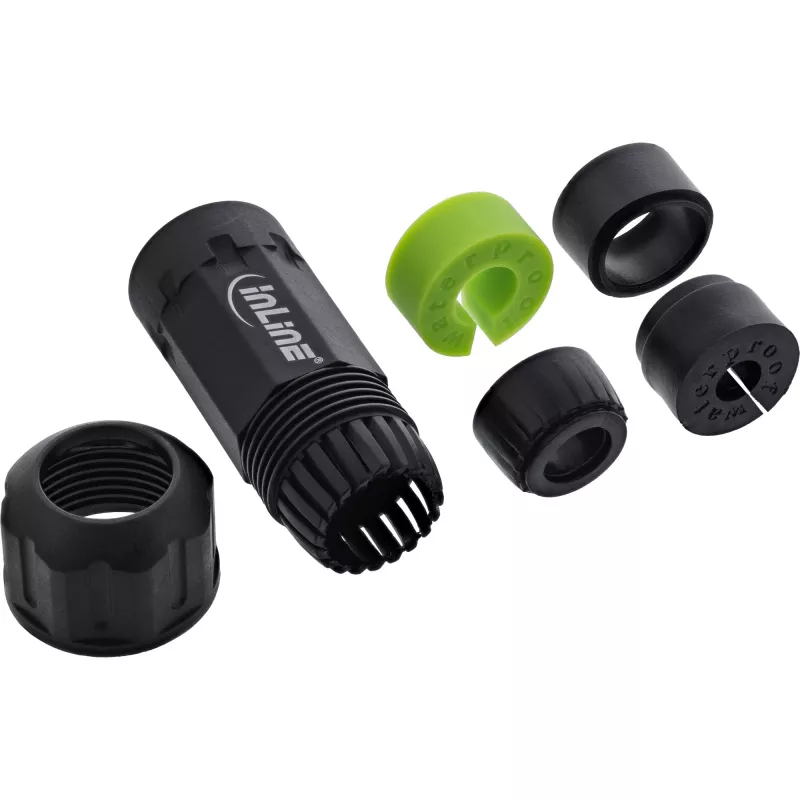 InLine 69927W Acoplador de rede IP68, 3 polos, ficha/tomada, M20, preto