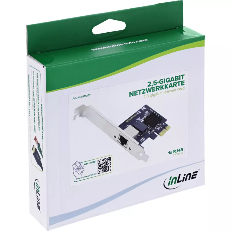 Placa de rede interna InLine 51125T Ethernet 2500 Mbit/s
