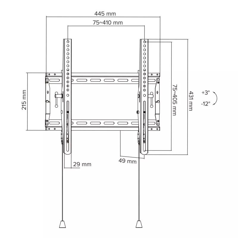 Suporte de parede/base para TV InLine 23101B 177,8 cm (70 polegadas) preto