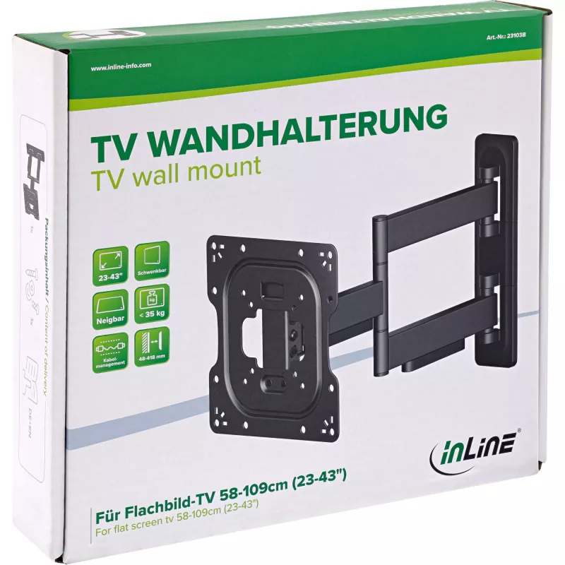 Suporte de parede para TV InLine 23103B 109,2 cm (43 polegadas) preto