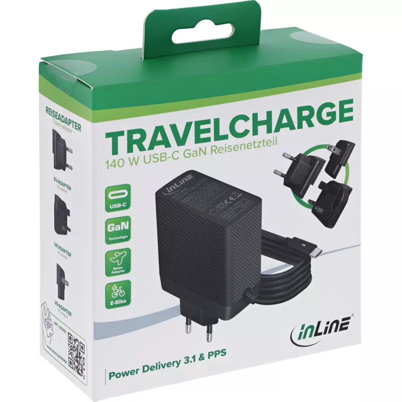 Carregador portátil InLine 31516C — adaptador USB compacto para carregar smartphones e tablets