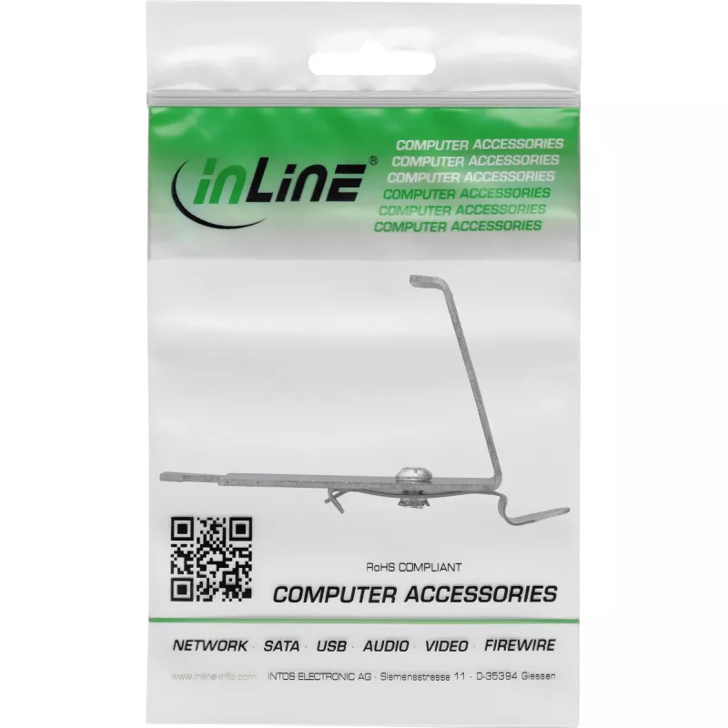 InLine 76203L Suporte de módulo metálico Keystone SNAP-In, simples, para calha DIN, com patilha