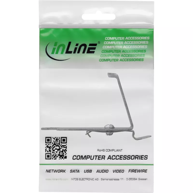 InLine 76203M Suporte de módulo metálico Keystone SNAP-In, duplo, para calha DIN, com patilha
