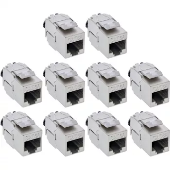 InLine 76202V Ficha Keystone RJ45 slim, SNAP-In, Cat.6A, abraçadeira integrada, 10 unid.