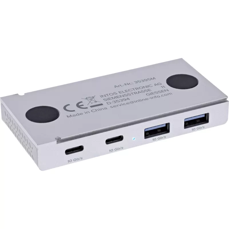 Hub de interfaces InLine 35395M USB 3.2 Gen 2 (3.1 Gen 2) Type-C 10000 Mbit/s prateado