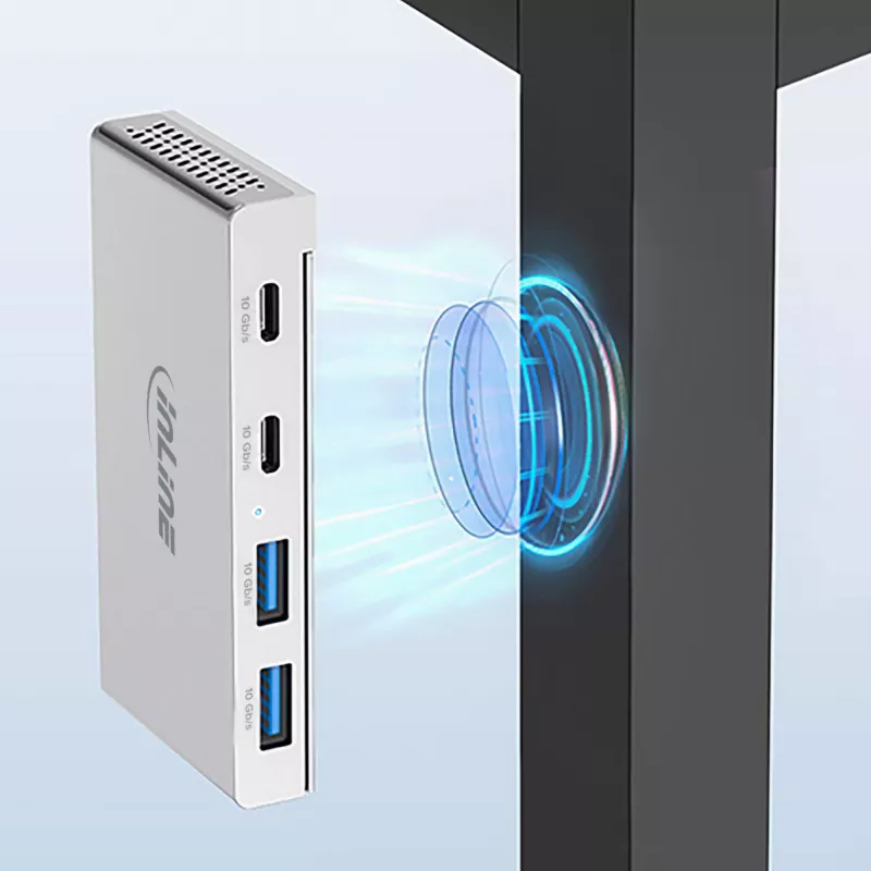 Hub de interfaces InLine 35395M USB 3.2 Gen 2 (3.1 Gen 2) Type-C 10000 Mbit/s prateado