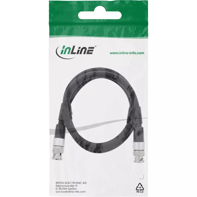 InLine Cabo de vídeo BNC, 12G-SDI, 4K60Hz, 75 Ohm, 1 m, 10801S