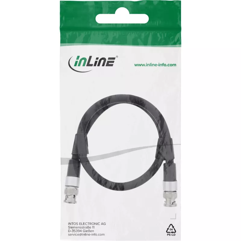 InLine Cabo de vídeo BNC, 12G-SDI, 4K60Hz, 75 Ohm, 0,5 m, 10855S