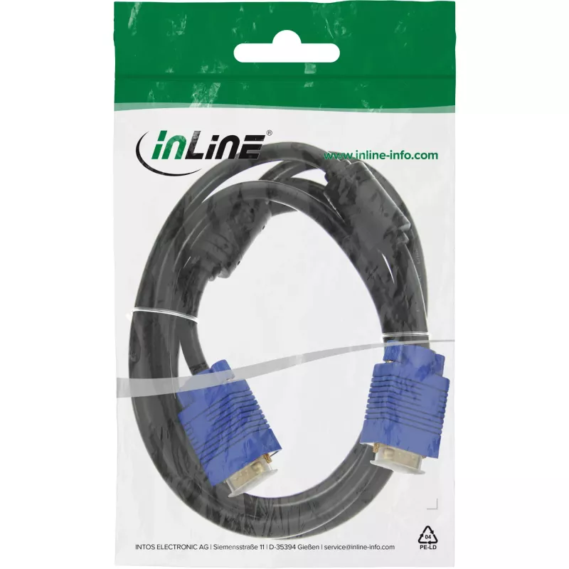 InLine 17715T Cabo S-VGA, HD de 15 pinos macho/macho, preto, 1,5 m