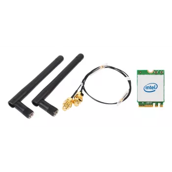 Kit Wireless WLAN/Bluetooth SHUTTLE WLN-M12 com placa Intel AX210 M.2, Wi‑Fi 6E tribanda (2,4/5/6 GHz), 2x2, 2400 Mbit/s, antenas externas