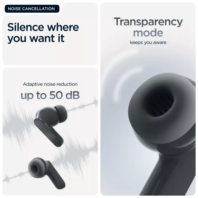 Headset MOTOROLA Moto Buds Bass TWS Bluetooth In-Ear para chamadas e música, preto, 51 g