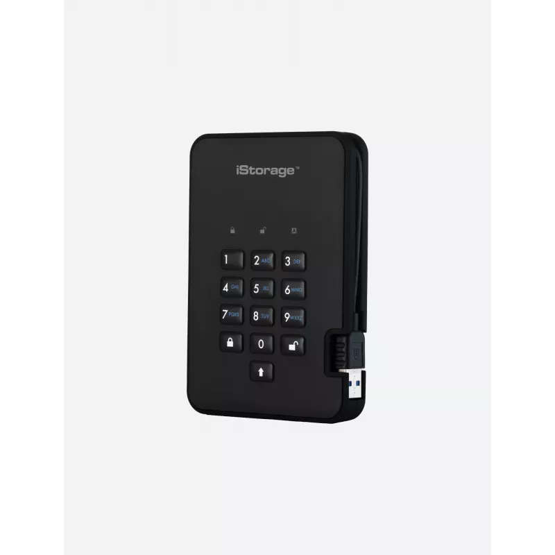 Unidade de estado sólido encriptada segura iStorage diskAshur2 256-bit 1 TB USB 3.2 – preto IS-DA2-256-SSD-1TB-B