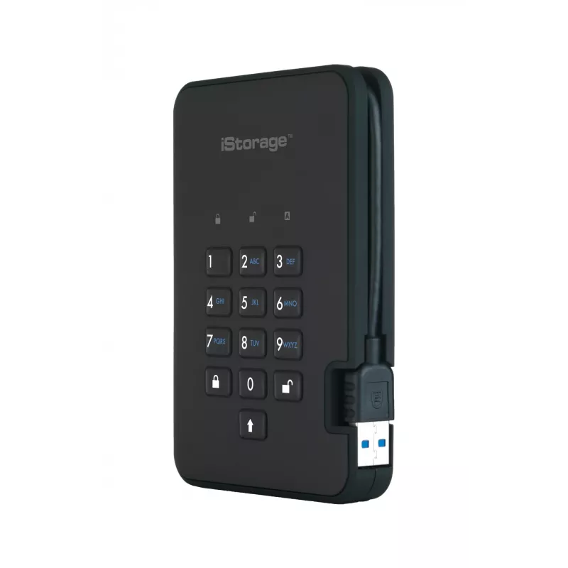 Unidade de estado sólido encriptada segura iStorage diskAshur2 256-bit 1 TB USB 3.2 – preto IS-DA2-256-SSD-1TB-B