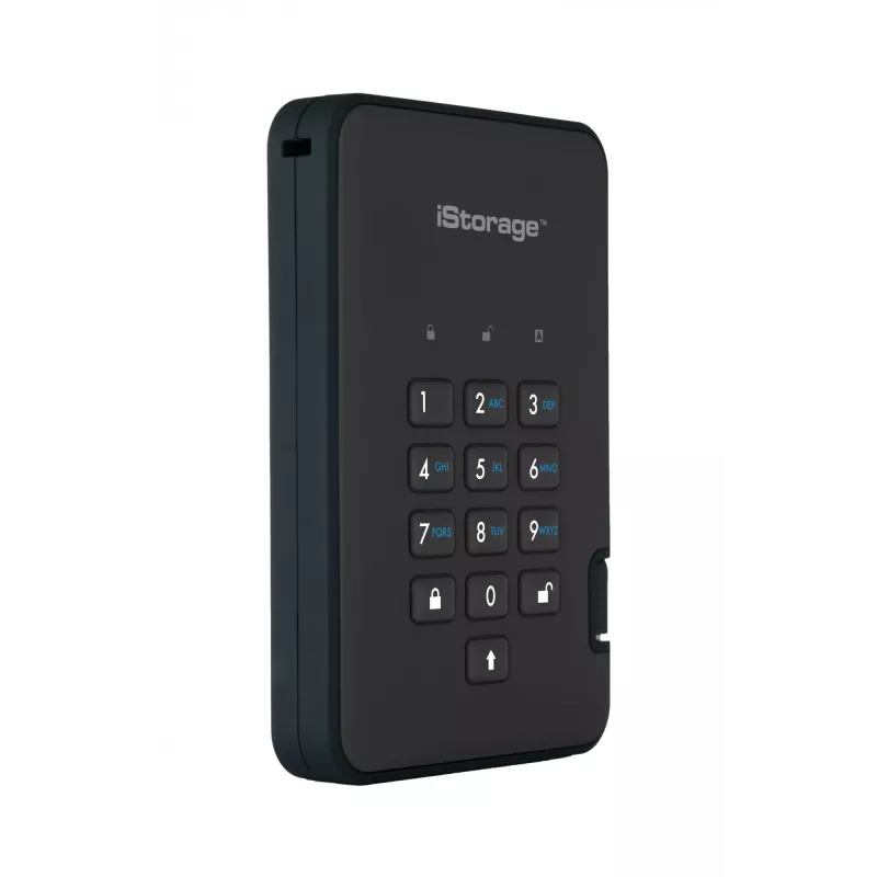 Unidade de estado sólido encriptada segura iStorage diskAshur2 256-bit 1 TB USB 3.2 – preto IS-DA2-256-SSD-1TB-B
