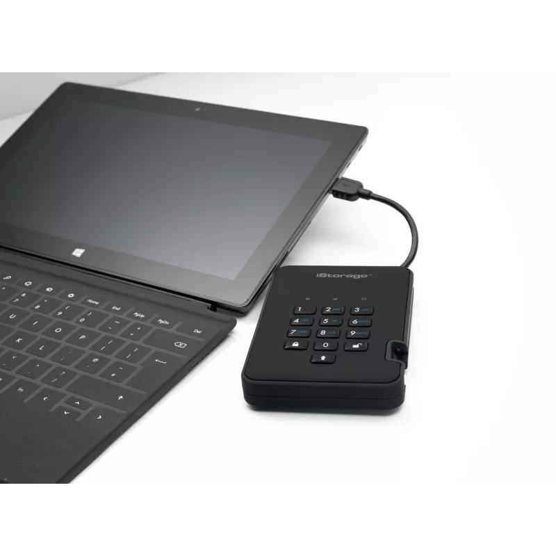 Unidade de estado sólido encriptada segura iStorage diskAshur2 256-bit 1 TB USB 3.2 – preto IS-DA2-256-SSD-1TB-B