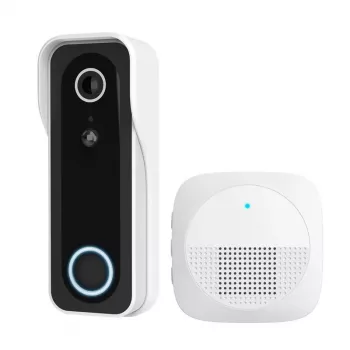 Campainha de vídeo TRUST DOORCAM-3000, 3 MP, Wi‑Fi 2.4 GHz, MicroSD até 256 GB, bateria/USB, preto/branco