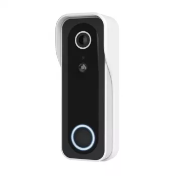 Campainha de vídeo TRUST DOORCAM-3000, 3 MP, Wi‑Fi 2.4 GHz, MicroSD até 256 GB, bateria/USB, preto/branco