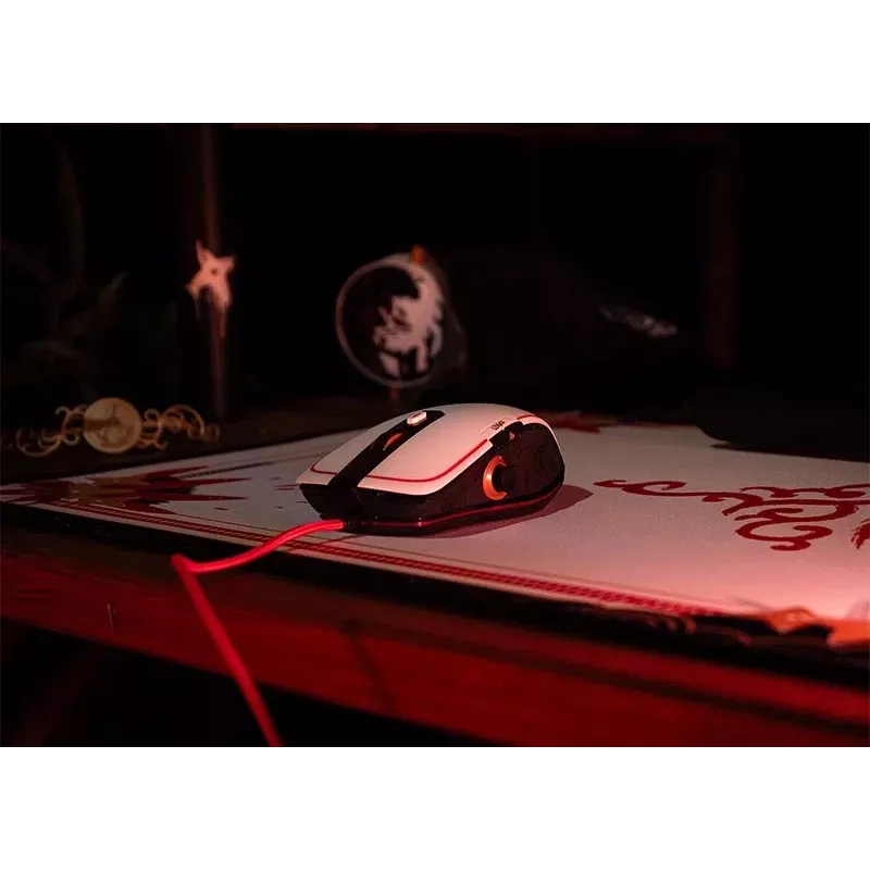 Lexip X Ubisoft - Assassin's Creed - Shadows rato, destro, ótico, USB Type-A, 12000 DPI, preto, dourado, vermelho, branco